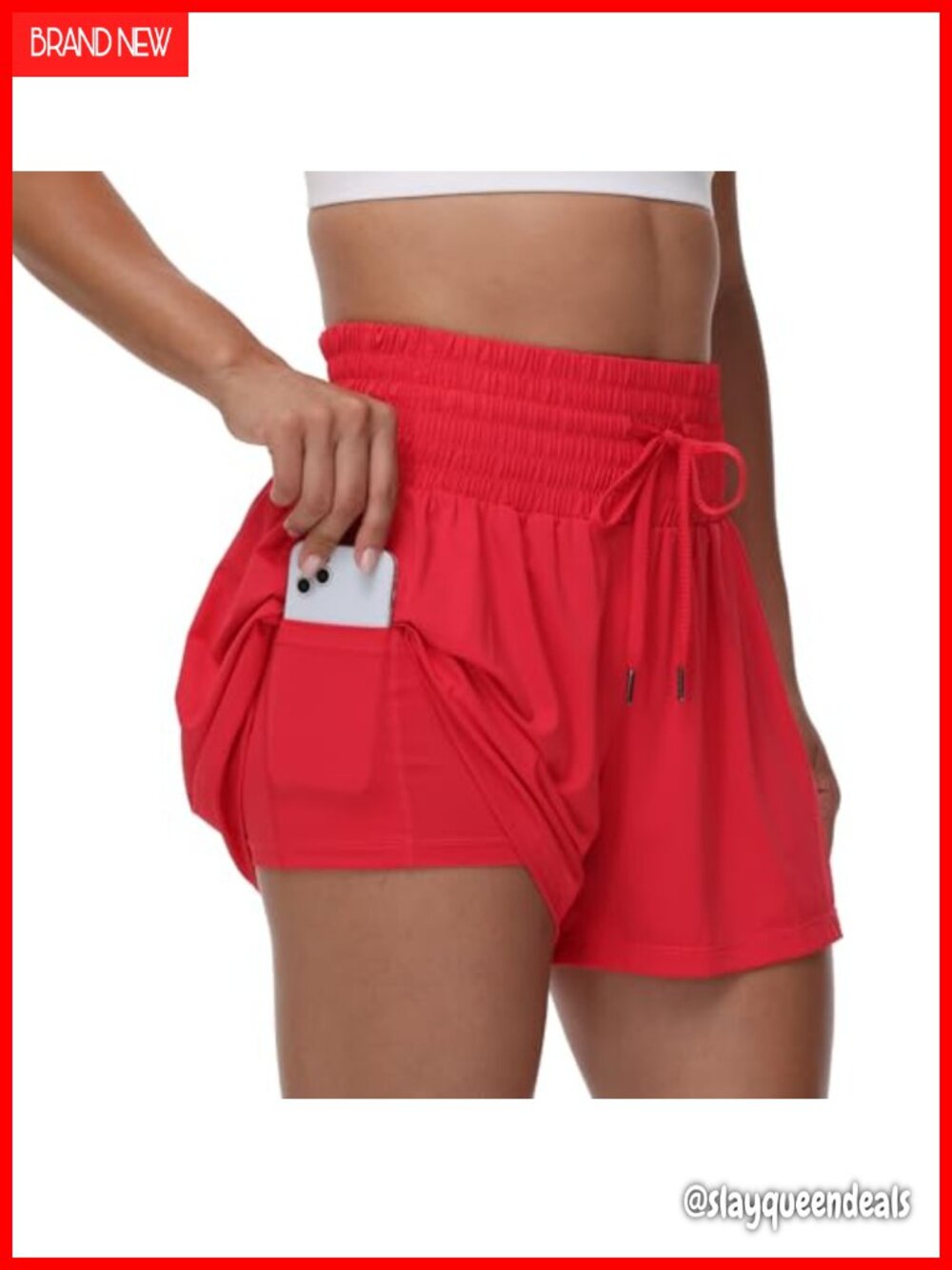 Flowy High Waist Athletic Shorts with Pockets 2-in-1 Skort